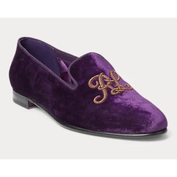 Ralph Lauren Alonzo Manor Purple Velvet Slip-On Loafer Flats Size 39B - Picture 1 of 10